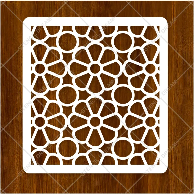 Durable 0.35mm white PVC floral stencil sheet for canvas painting and DIY crafts.