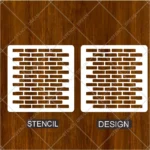 Brick Pattern Furniture Painting Flexible Stencil applied on a wooden cabinet door