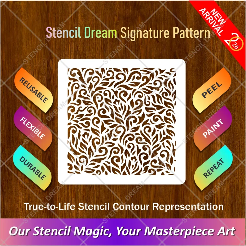 Abstract Floral Art Flexible Stencil for painting modern botanical wall murals