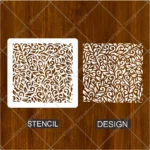 Abstract Floral Art Flexible Stencil applied on a living room feature wall