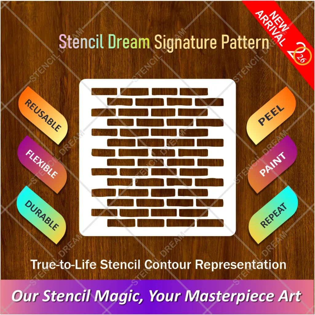 Brick Pattern Furniture Painting Flexible Stencil for painting rustic brick designs