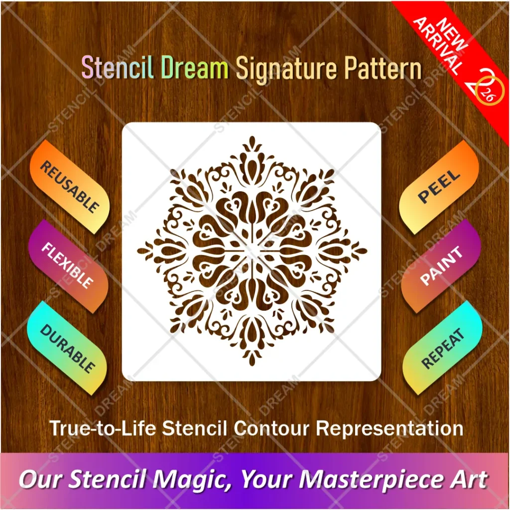 Reusable Classic Round Flower Pattern Stencil for painting walls and crafts