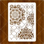 Painting a wooden table using Moroccan Floral Mandala Painting Flexible Stencil