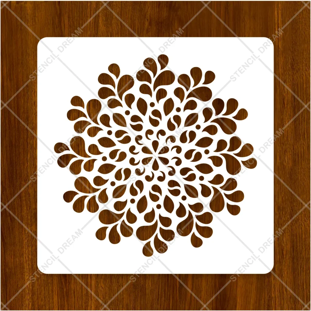 Close-up view of intricate vector angles on Geometric Abstract Mandala Painting Flexible Stencil