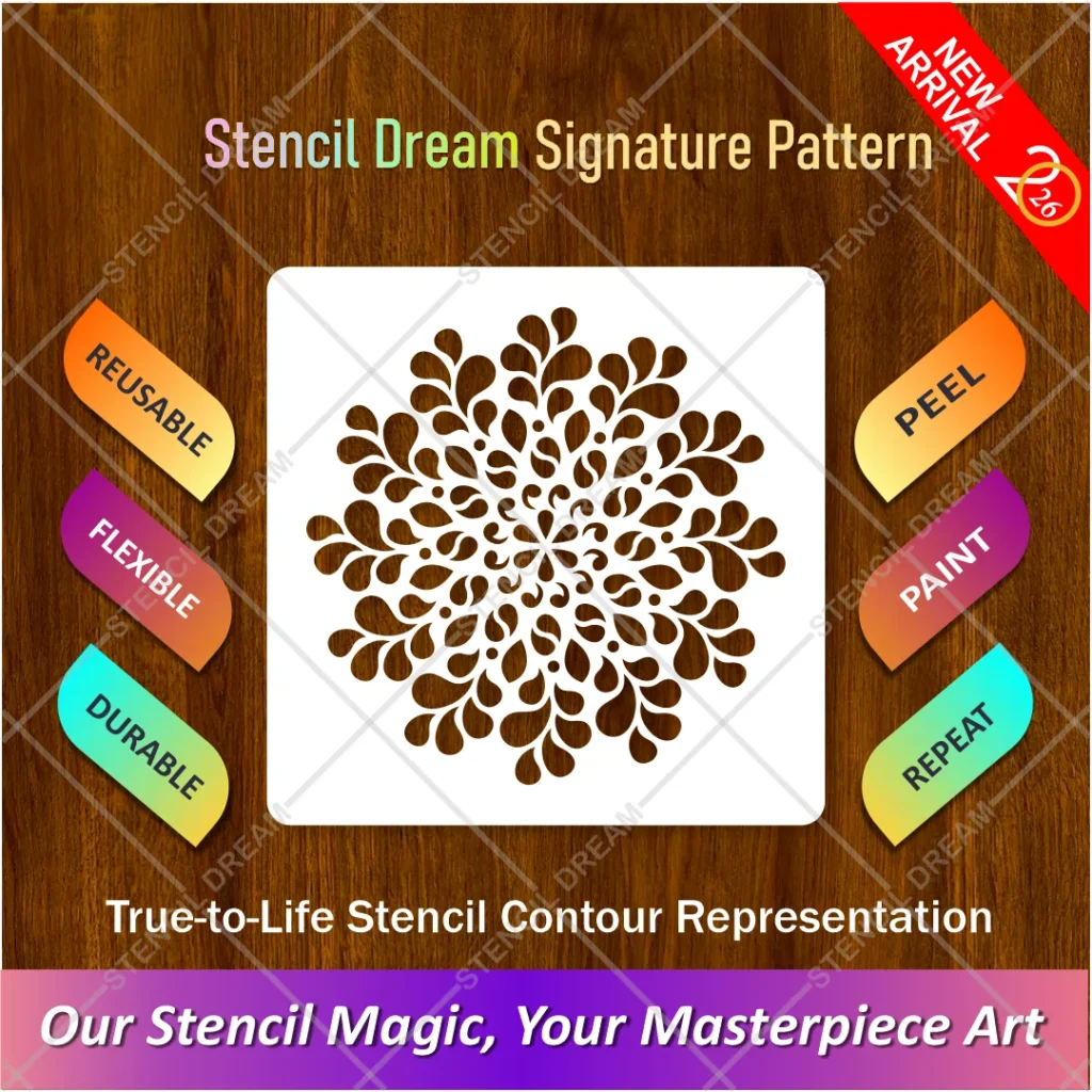 Geometric Abstract Mandala Painting Flexible Stencil for modern wall art