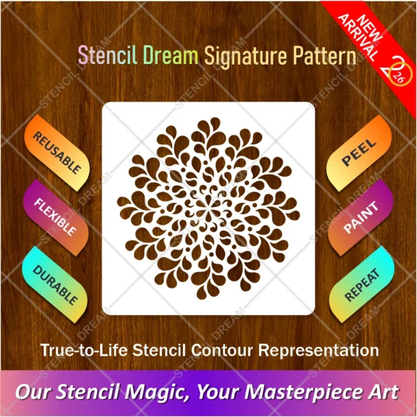 Geometric Abstract Mandala Painting Flexible Stencil for modern wall art