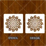 Geometric Abstract Mandala Painting Flexible Stencil applied on a living room feature wall