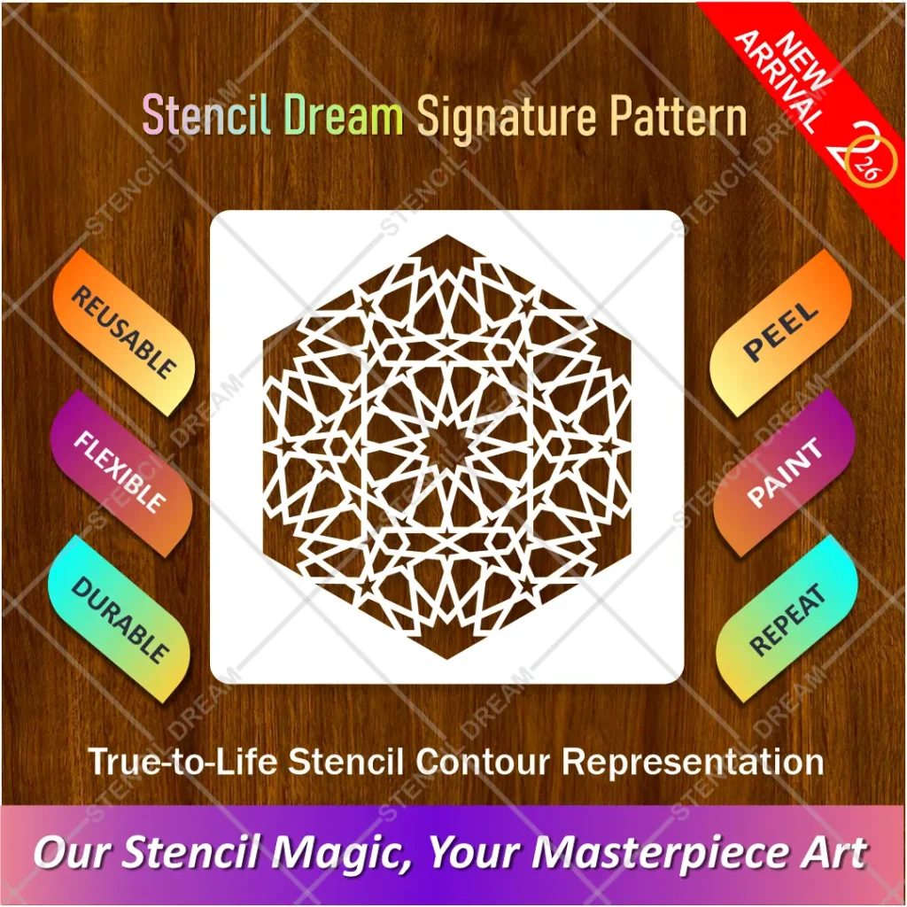 Geometric Pattern Floor Painting Flexible Stencil for painting modern tile patterns