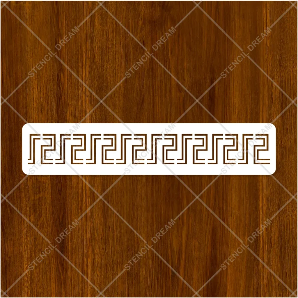 Close-up view of sharp vector lines on Greek Key Border Painting Flexible Stencil