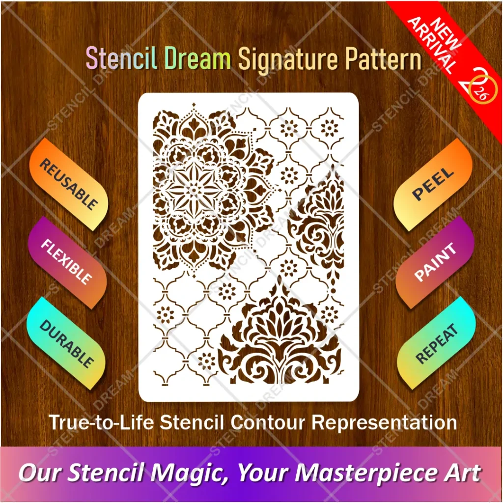 Moroccan Floral Mandala Painting Flexible Stencil for painting boho wall art