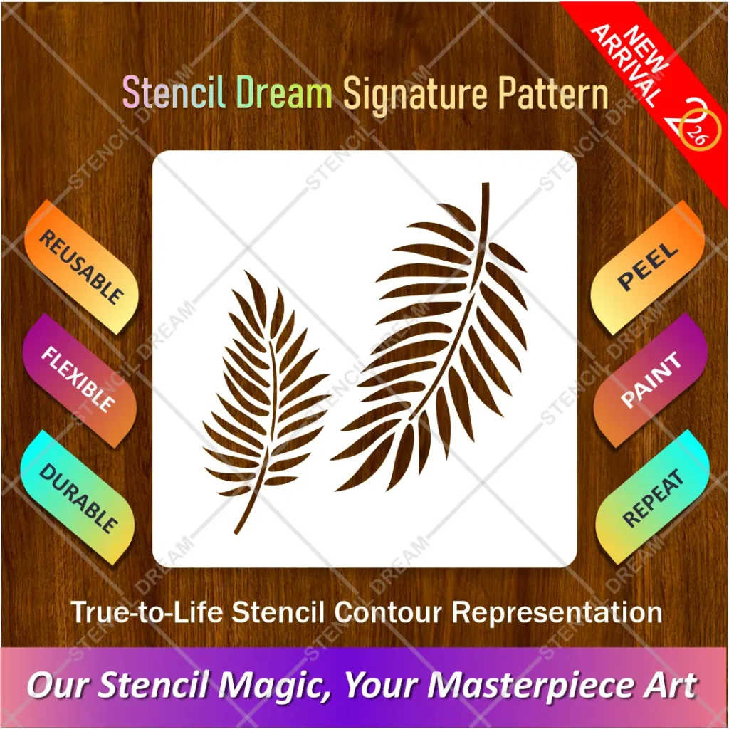 Reusable Flexible Palm Leaves Wall Stencil for painting botanical wall art