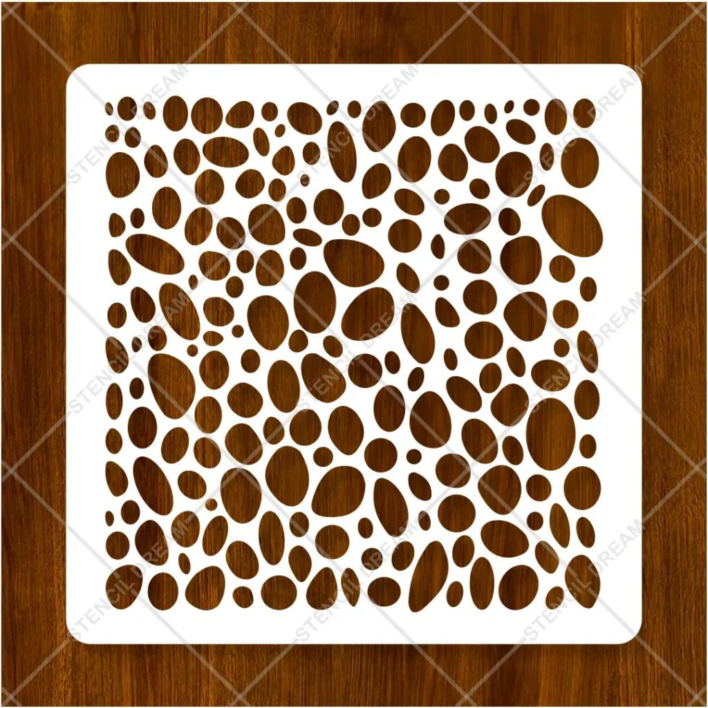 Stone Wall Pattern Painting Flexible Stencil applied on a living room feature wall