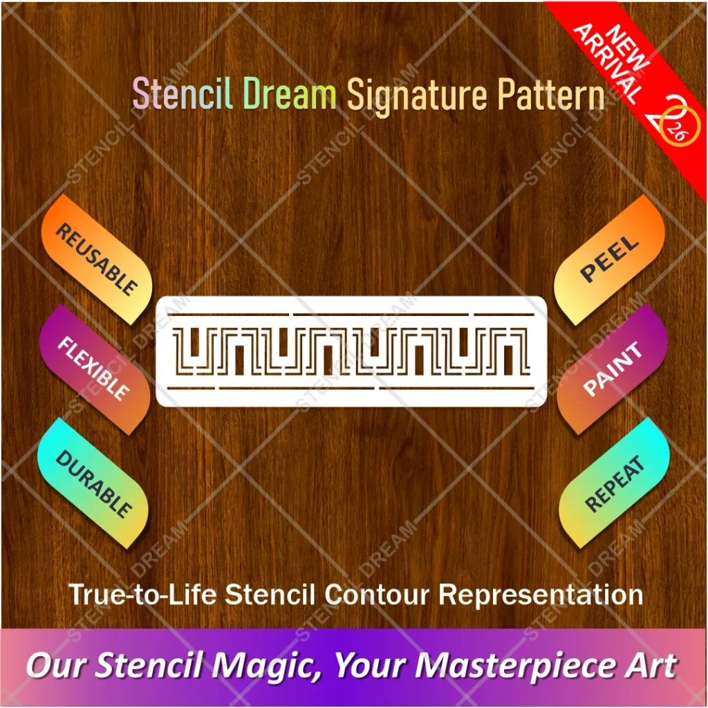 Kufic Arabic Meander Border Flexible Stencil for applying geometric Islamic wall borders