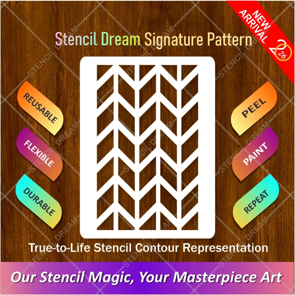 Chevron Luxe Pattern Flexible Stencil for painting modern geometric feature walls