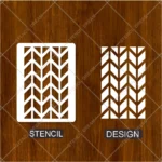 Chevron Luxe Pattern Flexible Stencil applied on a living room accent wall