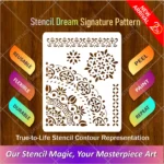 Floral Ornamental Corner & Border Flexible Stencil for creating decorative botanical framesv