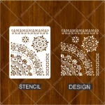 Floral Ornamental Corner & Border Flexible Stencil applied on a dining room wall panel