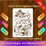 Nature Songbird Branch Flexible Stencil for painting songbird wall murals