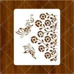 Close-up view of delicate butterfly wing cutouts on Butterfly Floral Vine Flexible Stencil