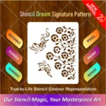 Butterfly Floral Vine Flexible Stencil for painting garden wall murals
