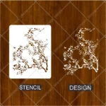 Cherry Blossom Bird Flexible Stencil applied on a bedroom feature wall