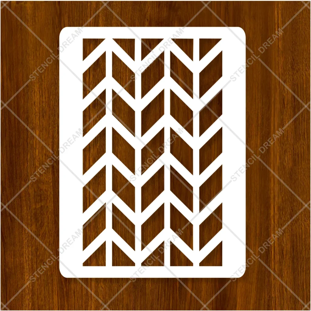 Close-up view of precise zig-zag lines on Chevron Luxe Pattern Flexible Stencil