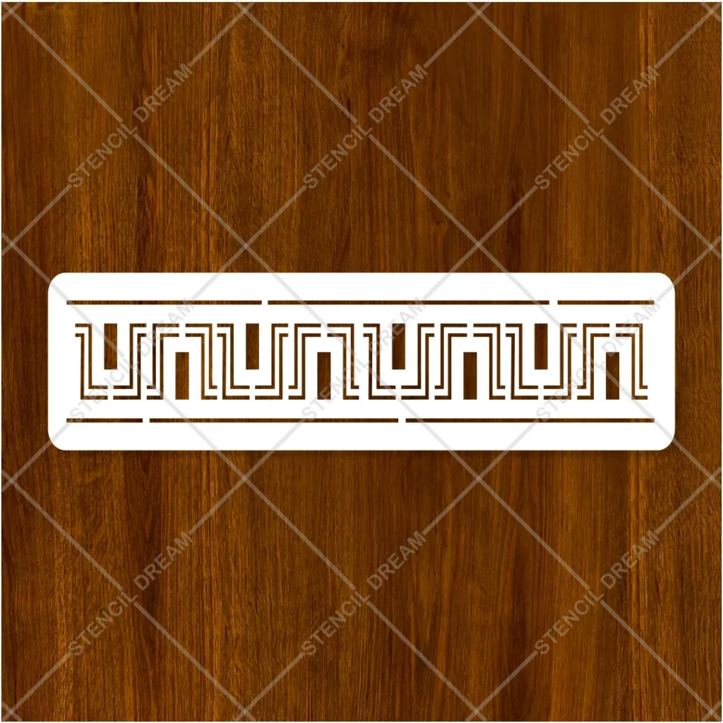 Close-up view of sharp vector lines on Kufic Arabic Meander Border Flexible Stencil